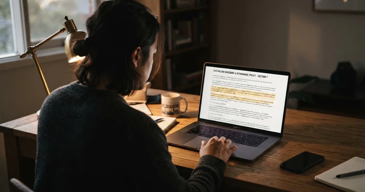 A laptop screen showing a terms-and-conditions page with wagering requirements highlighted.
