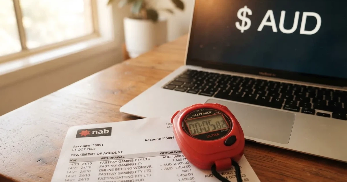 A stopwatch sitting on top of a bank statement next to a laptop keyboard.