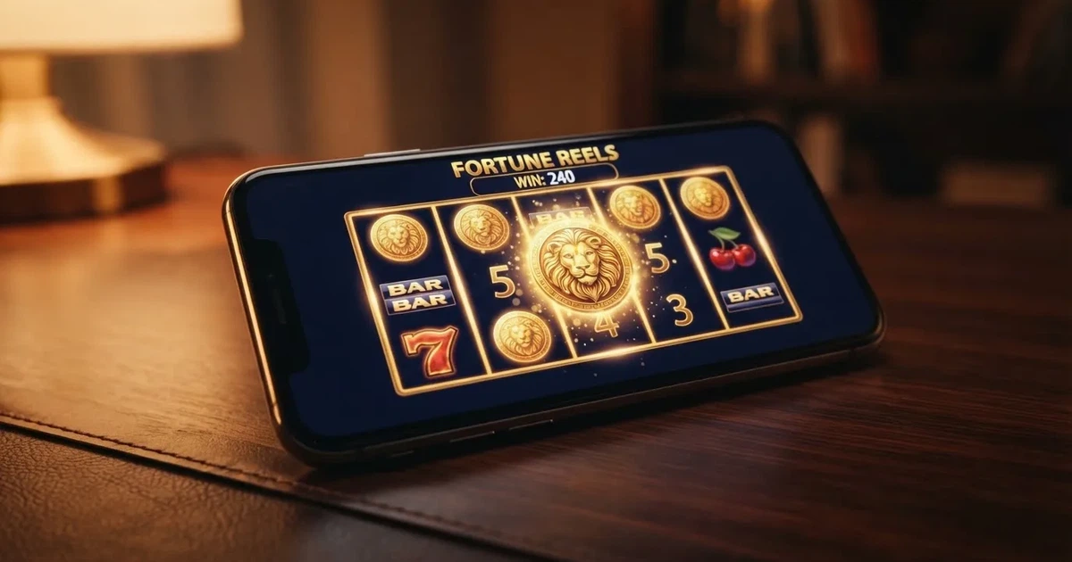 A close-up of a slot reel icon with a stylised gold coin motif on a screen.