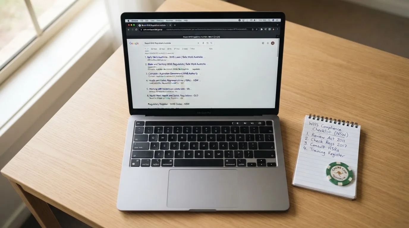 A laptop screen split between two browser tabs, one showing a comparison table and the other a search results page.